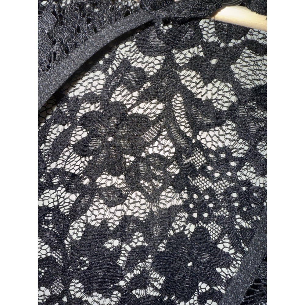 Black Lace Bell Sleeve Bodysuit Mock Neck Witchy Vamp Whimsigoth Gothic Glam M - Picture 7 of 10